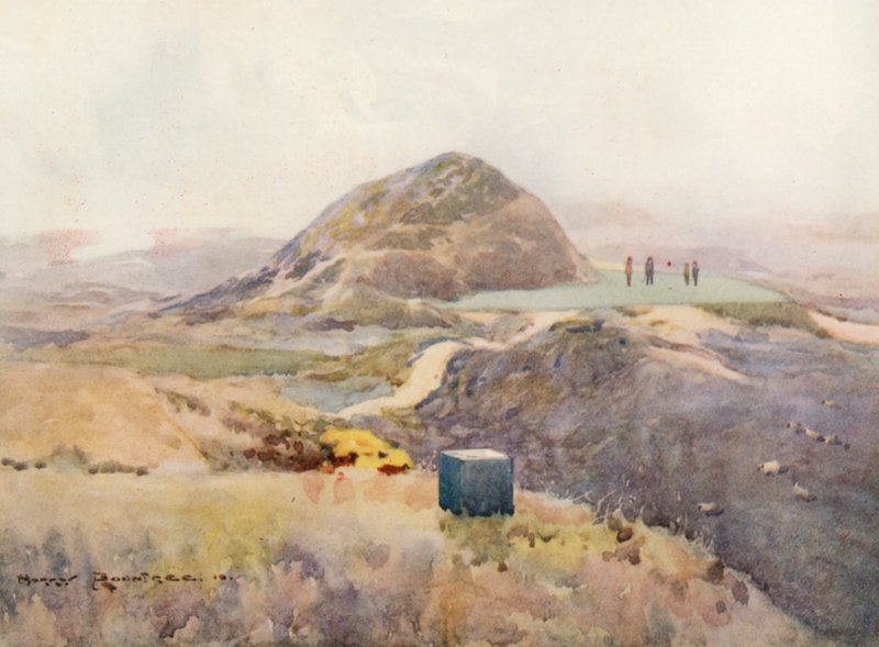 Pola golfowe: Troon, nowy krótki dołek (kolorowa litografia) autorstwa Harry (1878-1950) Rountree