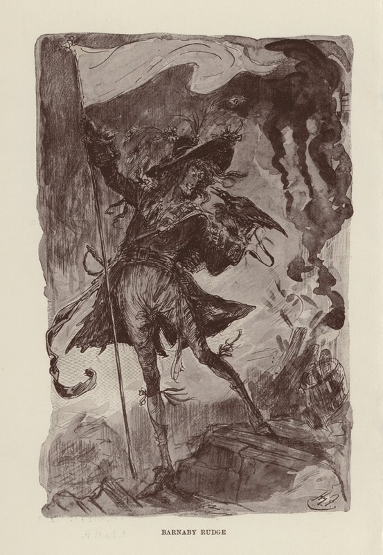 Ilustracja do książki Barnaby Rudge autorstwa Charlesa Dickensa (litografia) autorstwa Harry (after) Furniss