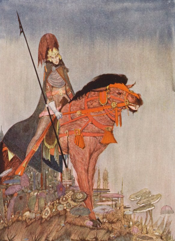 Edgar Allan Poe: Metzengerstein (kolorowa litografia) autorstwa Harry Clarke