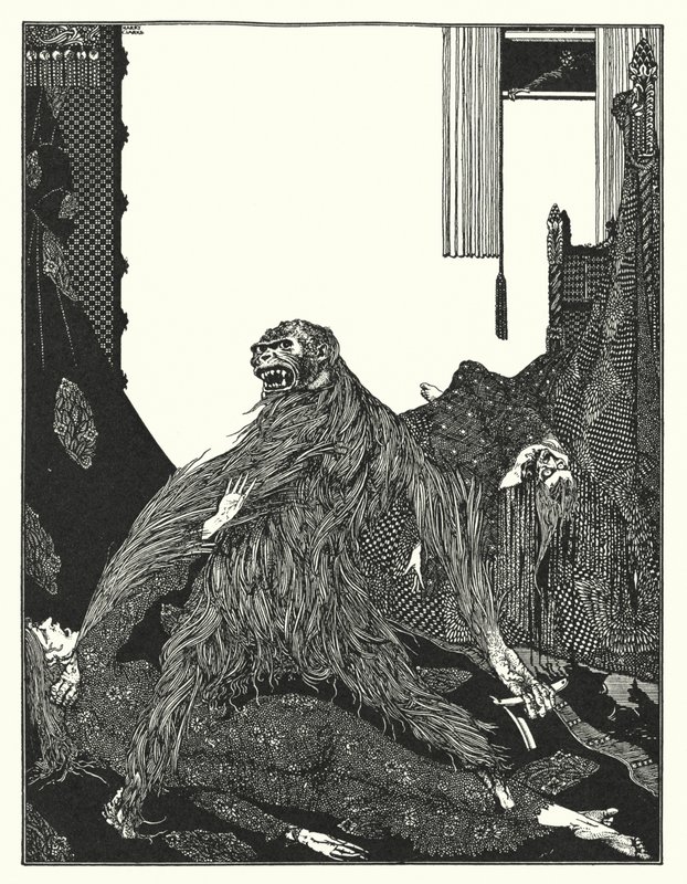 Edgar Allan Poe: The Murders in the Rue Morgue (litografia) autorstwa Harry Clarke