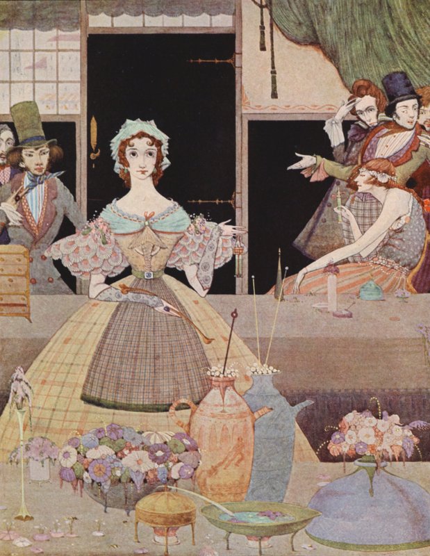 Edgar Allan Poe: Tajemnica Marii Roget (kolorowa litografia) autorstwa Harry Clarke