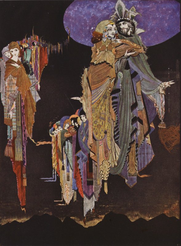 Edgard Allan Poe: The Colloquy of Monos and Una (kolorowa litografia) autorstwa Harry Clarke