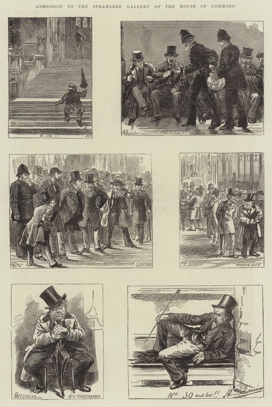 Wstęp do Galerii Nieznajomych w Izbie Gmin autorstwa Harry Furniss