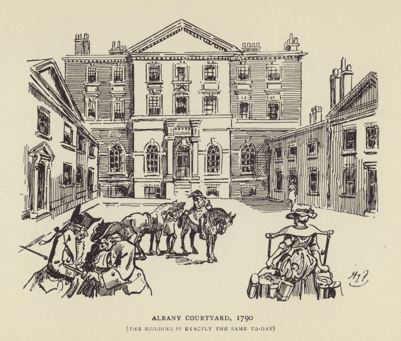 Albany Courtyard, 1790, Budynek jest dokładnie taki sam do dziś autorstwa Harry Furniss