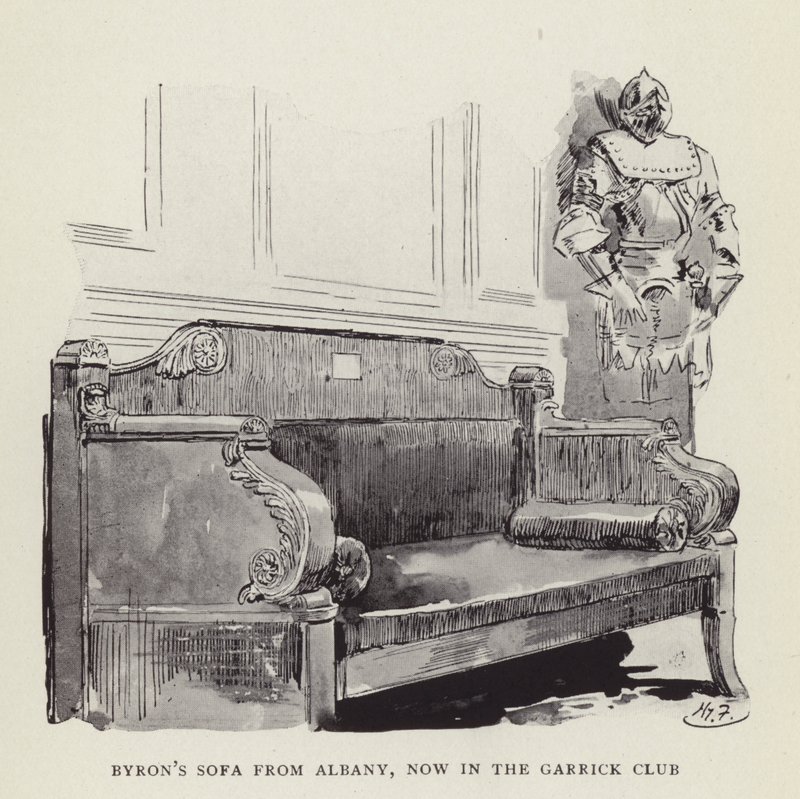 Sofa Byrons z Albany, teraz w Garrick Club autorstwa Harry Furniss