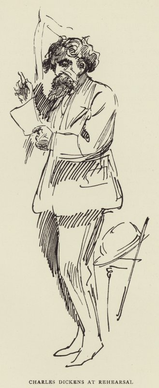 Charles Dickens na próbie autorstwa Harry Furniss