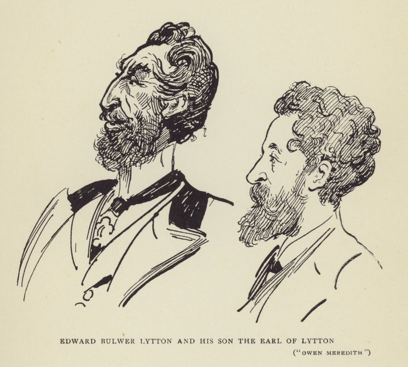 Edward Bulwer Lytton i jego syn, hrabia Lytton, Owen Meredith autorstwa Harry Furniss