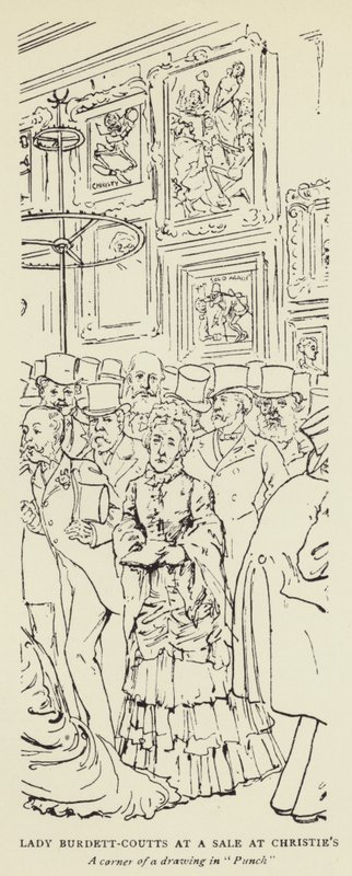 Lady Burdett-Coutts na wyprzedaży w Christies autorstwa Harry Furniss