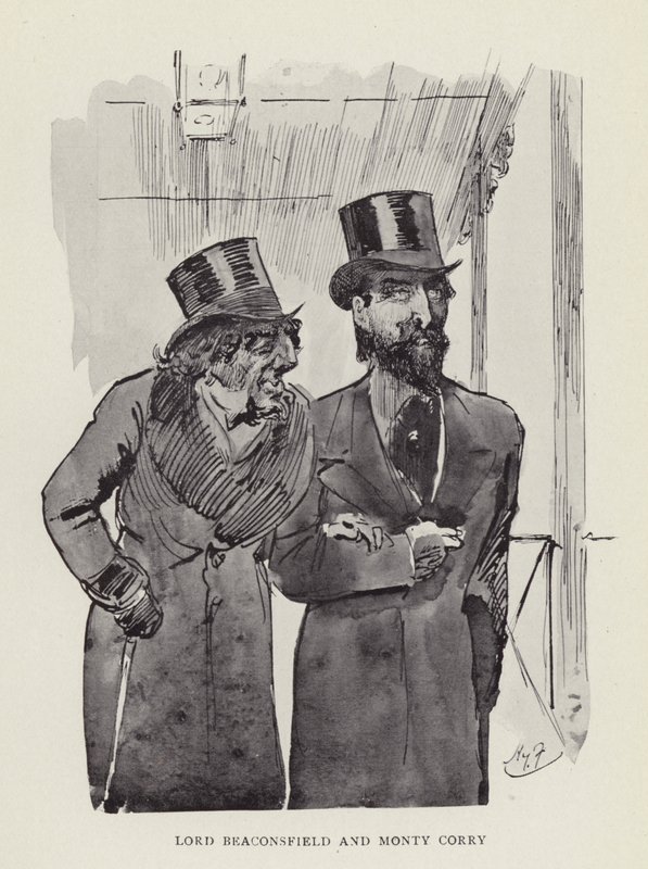 Lord Beaconsfield i Monty Corry autorstwa Harry Furniss