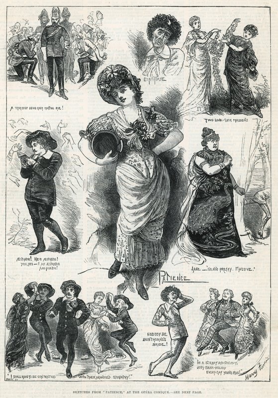 Szkice z Cierpliwości w Operze Comique (grafika) autorstwa Harry Furniss