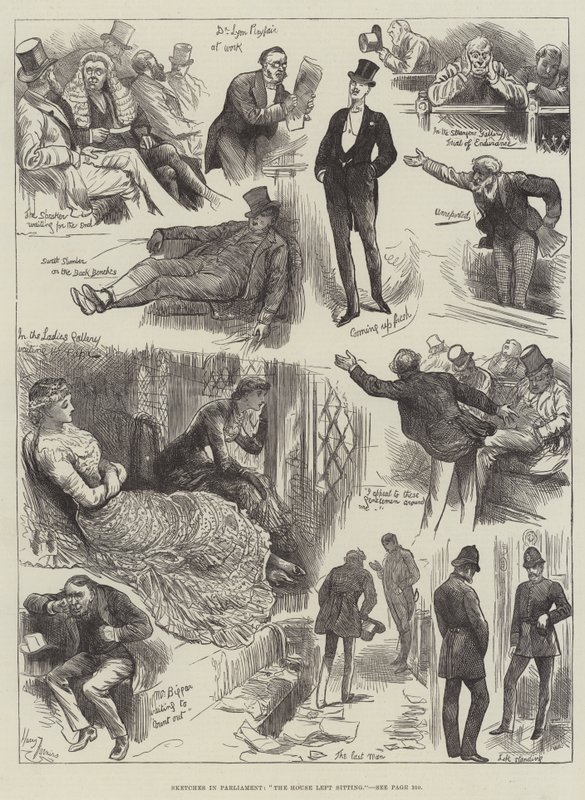 Szkice w Parlamencie, Izba po lewej stronie autorstwa Harry Furniss