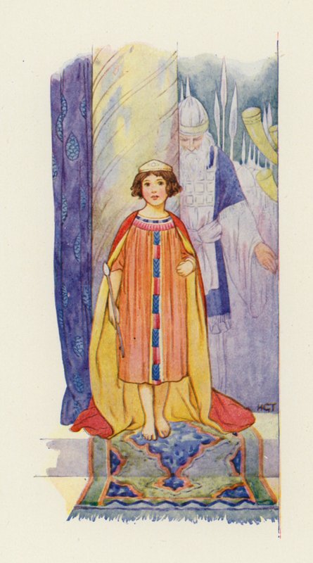 Ludzie ponownie krzyczeli: "Boże, chroń króla!". (kolorowa litografia) autorstwa Harry George Theaker