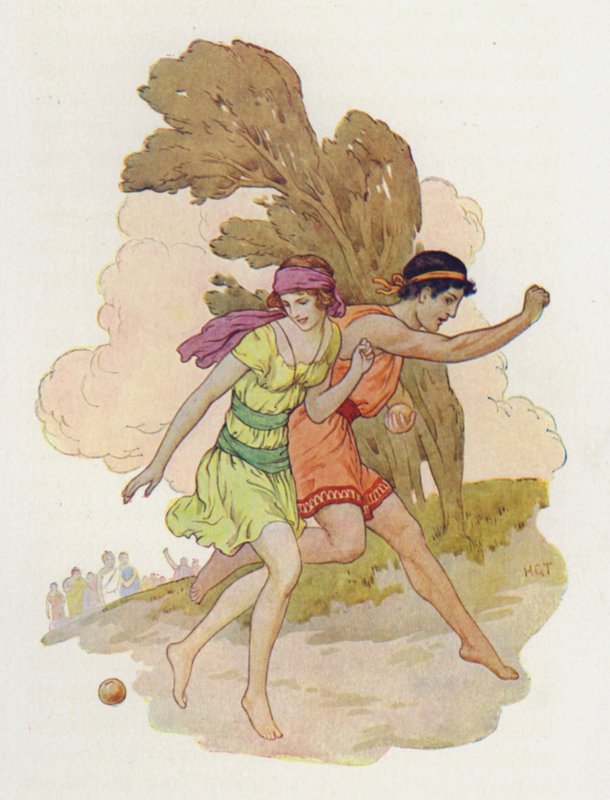 Atalanta widziała, jak spada (kolorowa litografia) autorstwa Harry George Theaker