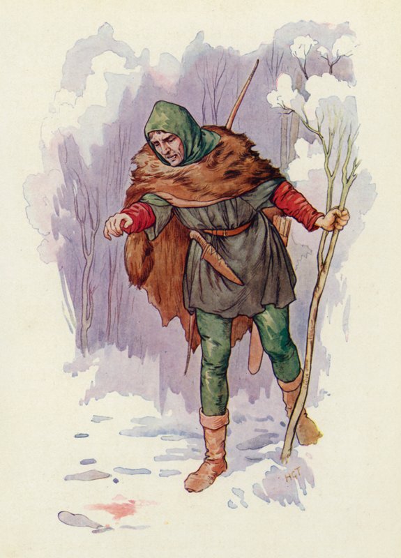 "Ha!" zawołał Herbert Strażnik, "doszło tu do zabójstwa!". (kolorowa litografia) autorstwa Harry George Theaker
