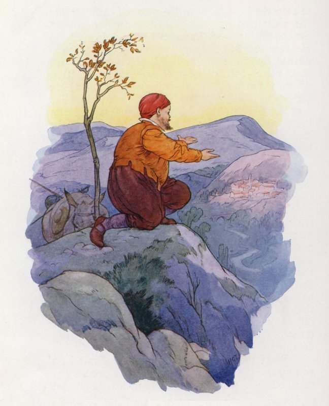 Ilustracja dla Don Kichota (kolorowa litografia) autorstwa Harry George Theaker