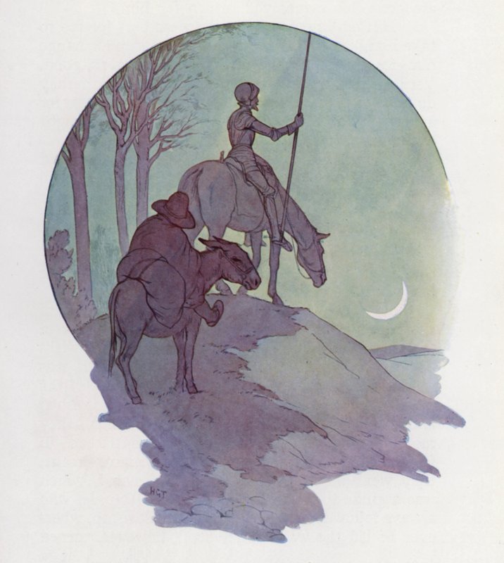 Ilustracja dla Don Kichota (kolorowa litografia) autorstwa Harry George Theaker