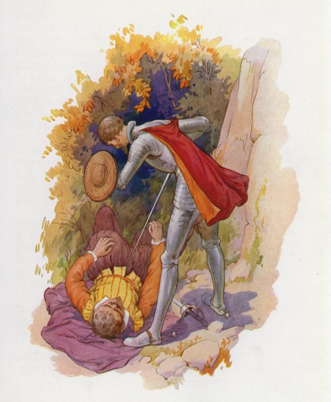 Ilustracja dla Don Kichota (kolorowa litografia) autorstwa Harry George Theaker