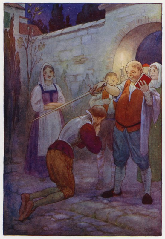Ilustracja dla Don Kichota (kolorowa litografia) autorstwa Harry George Theaker