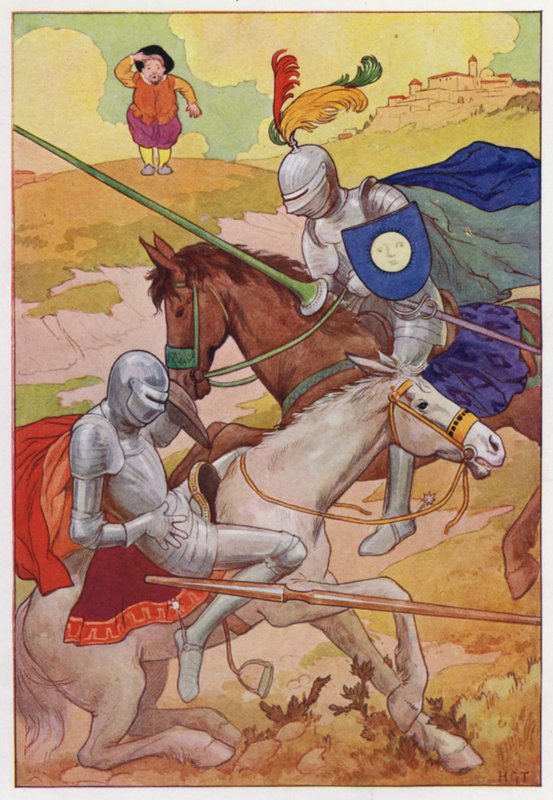 Ilustracja dla Don Kichota (kolorowa litografia) autorstwa Harry George Theaker
