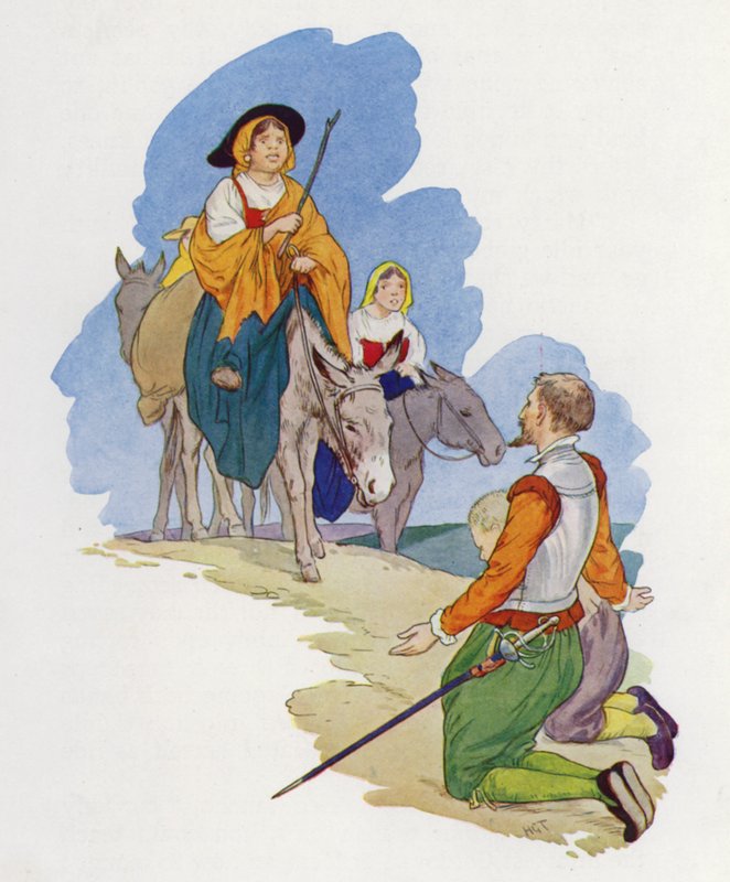 Ilustracja dla Don Kichota (kolorowa litografia) autorstwa Harry George Theaker