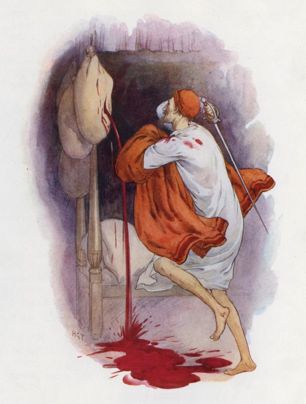 Ilustracja dla Don Kichota (kolorowa litografia) autorstwa Harry George Theaker