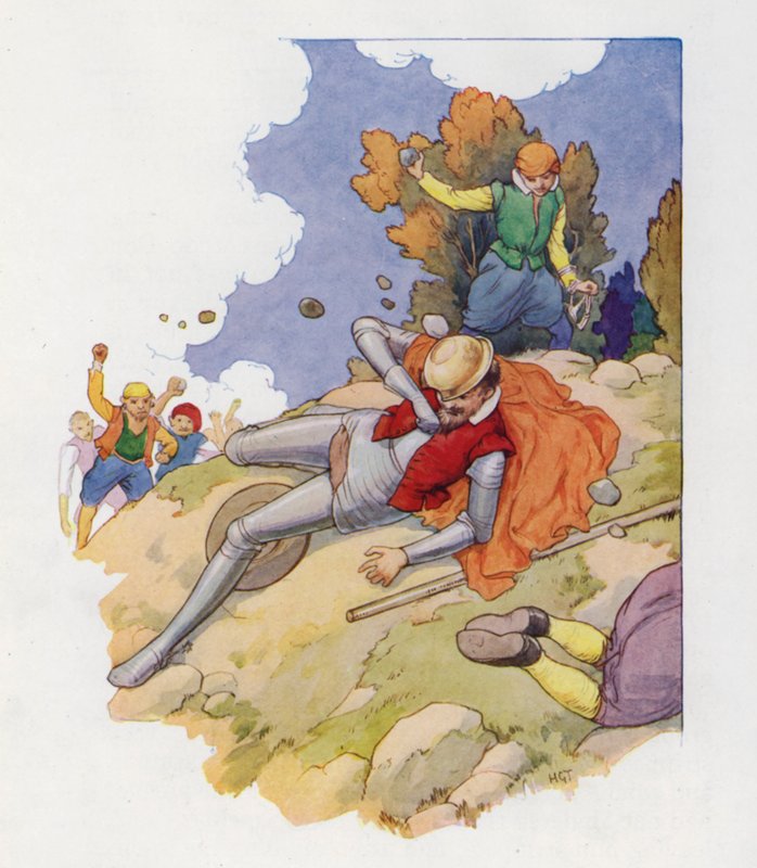 Ilustracja dla Don Kichota (kolorowa litografia) autorstwa Harry George Theaker