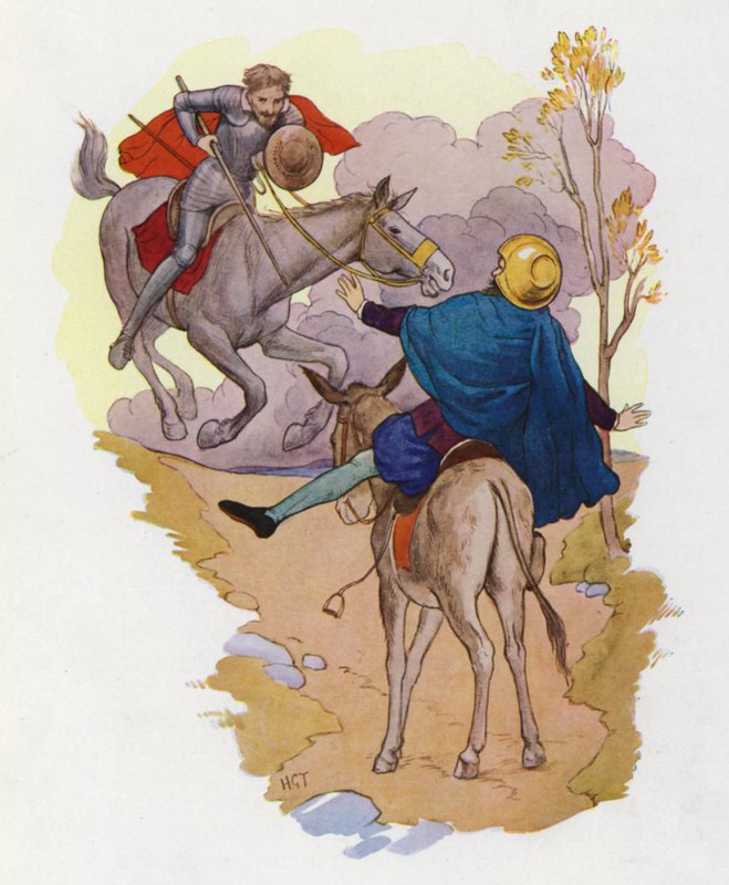Ilustracja dla Don Kichota (kolorowa litografia) autorstwa Harry George Theaker