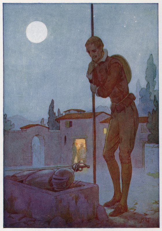 Ilustracja dla Don Kichota (kolorowa litografia) autorstwa Harry George Theaker