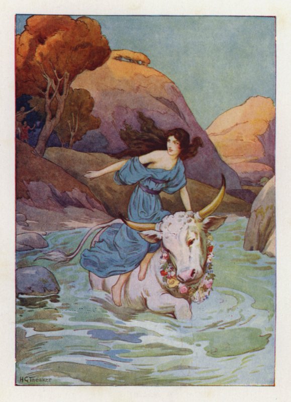 Jowisz zanurzył się w oceanie i odpłynął (kolorowa litografia) autorstwa Harry George Theaker