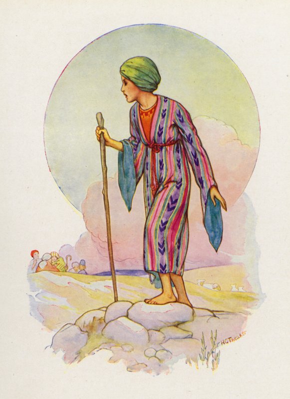 Jakub sprawił Józefowi płaszcz w wielu kolorach (kolorowa litografia) autorstwa Harry George Theaker