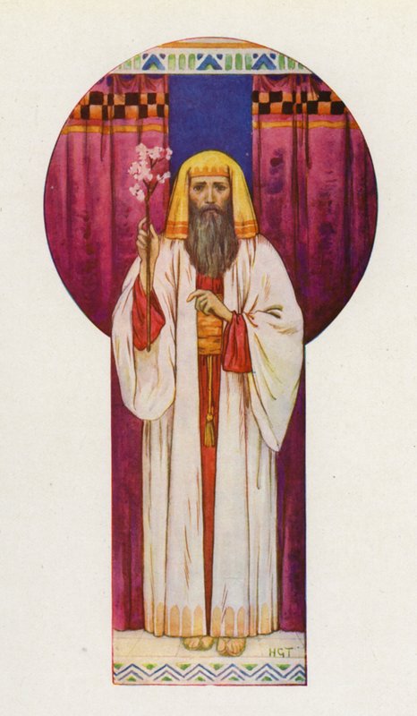 Mojżesz podniósł różdżki (kolorowa litografia) autorstwa Harry George Theaker