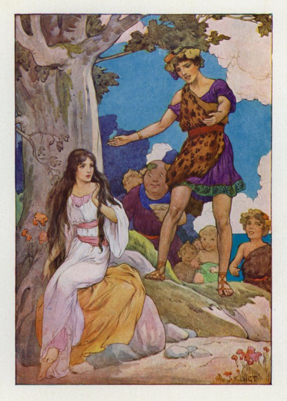 Biedna, zagubiona płacząca Ariadna (kolorowa litografia) autorstwa Harry George Theaker