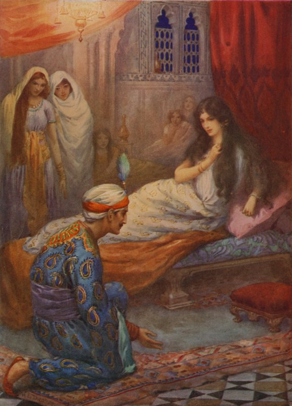 Książę Feroze-Shah budzi piękną księżniczkę (kolorowa litografia) autorstwa Harry George Theaker