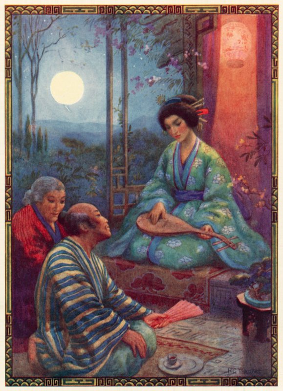 Księżniczka Splendor Pierzastego Bambusa (kolorowa litografia) autorstwa Harry George Theaker