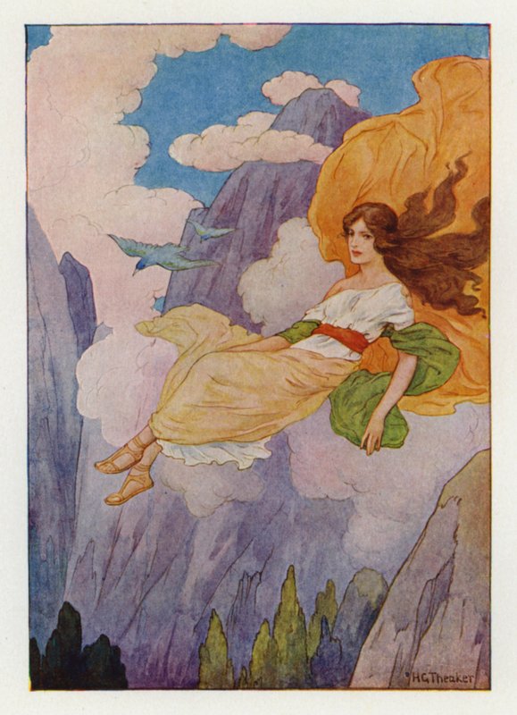 Psyche unoszona przez słodką, delikatną bryzę (kolorowa litografia) autorstwa Harry George Theaker