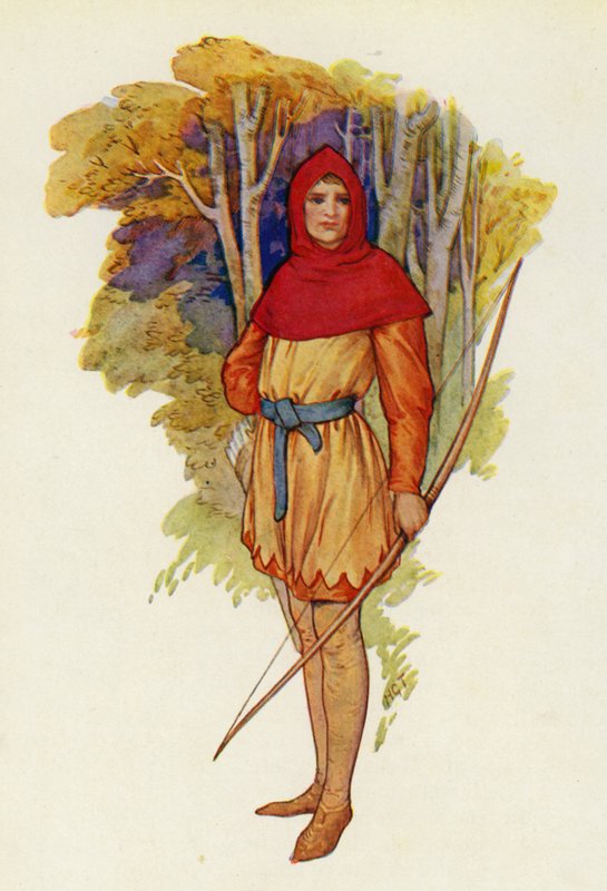 Robin był żądny przygód nawet w młodości (kolorowa litografia) autorstwa Harry George Theaker