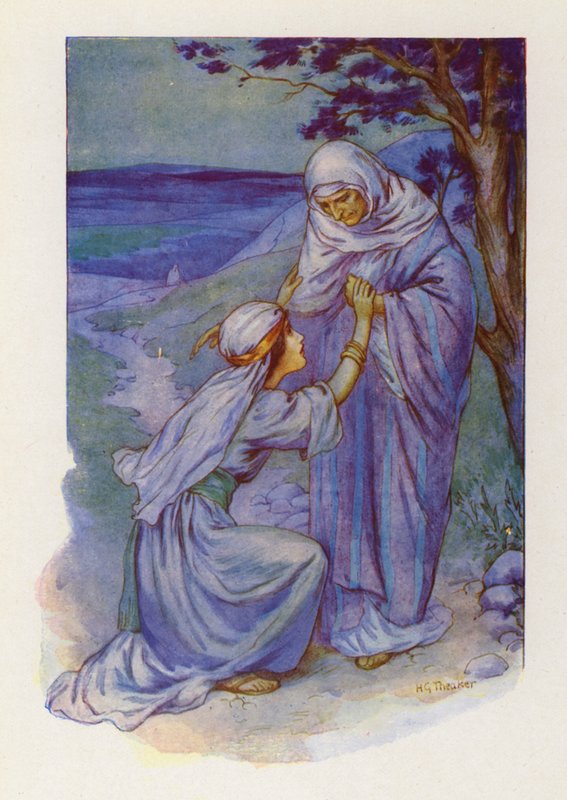 Rut i Naomi (kolorowa litografia) autorstwa Harry George Theaker