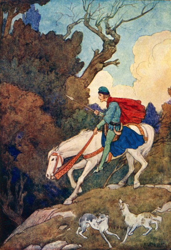 Zaczarowany las (kolorowa litografia) autorstwa Harry George Theaker