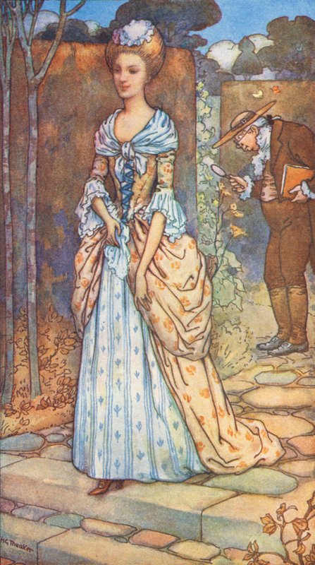 Król i dama, legenda o panowaniu królowej Anny (kolorowa litografia) autorstwa Harry George Theaker