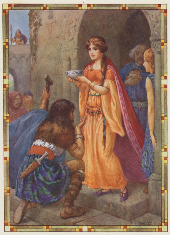 "Dama z Loch Awe", żeton (kolorowa litografia) autorstwa Harry George Theaker