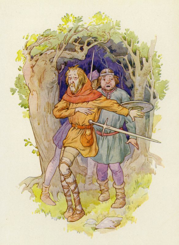 "Wróżki są za granicą", szepnął jeden do drugiego (kolorowa litografia) autorstwa Harry George Theaker