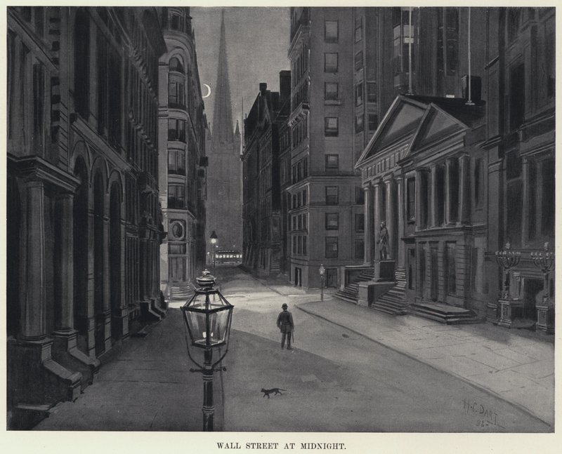 Wall Street o północy (litho) autorstwa Harry Grant Dart