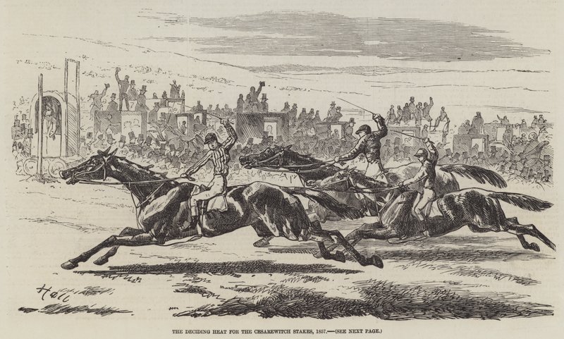 Decydująca gonitwa o Nagrodę Cesarewitcha, 1857 r. autorstwa Harry Hall