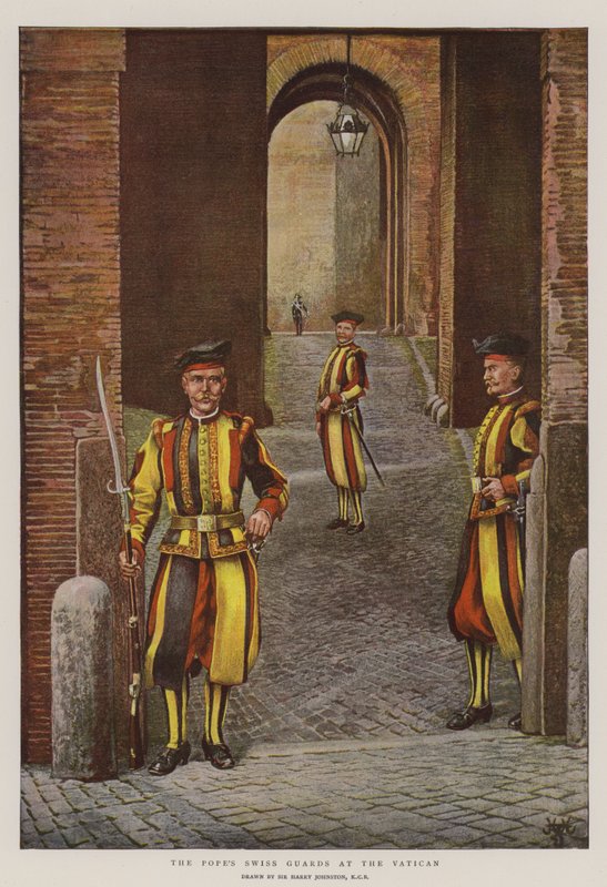 Gwardia Szwajcarska Papieża w Watykanie (chromolitho) autorstwa Harry Hamilton Johnston
