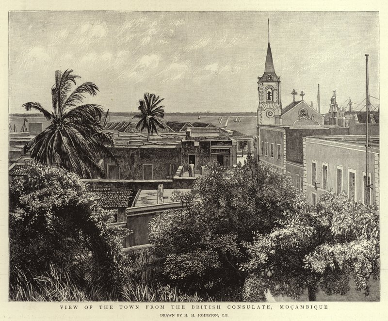 Widok na miasto z Konsulatu Brytyjskiego, Mocambique autorstwa Harry Hamilton Johnston