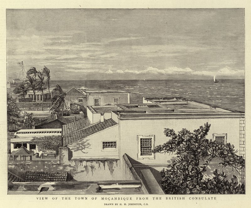 Widok na miasto Mocambique z Konsulatu Brytyjskiego autorstwa Harry Hamilton Johnston