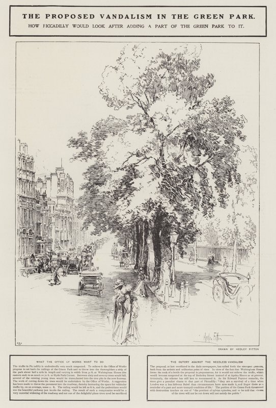 Proponowany wandalizm w Green Park w Londynie (lito) autorstwa Hedley Fitton