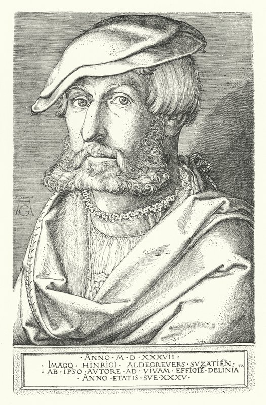 Autoportret Heinricha Aldegrevera, niemieckiego malarza i rytownika (grafika) autorstwa Heinrich (after) Aldegrever