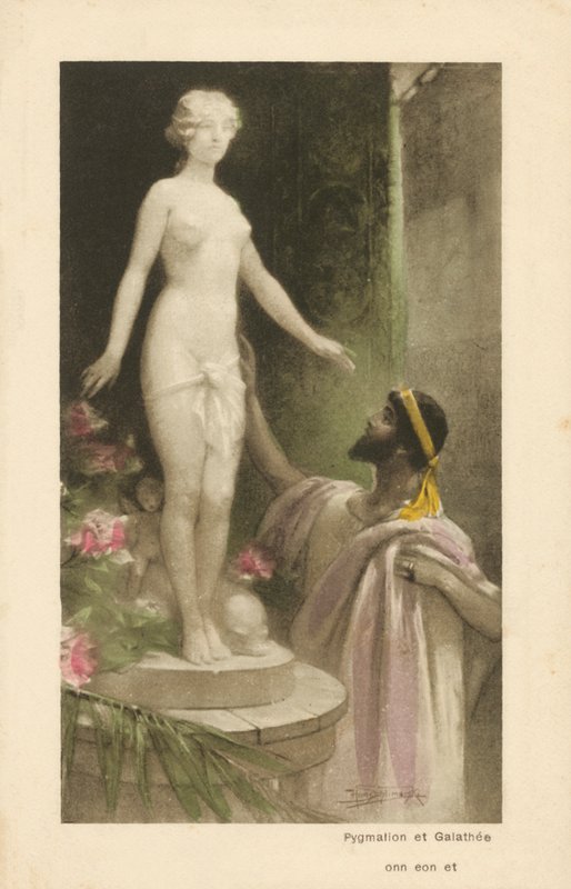 Pigmalion i Galatea (kolorowa litografia) autorstwa Heinrich Hans Schlimarski