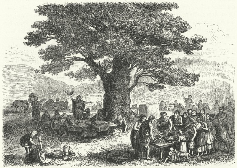 Uczta w starożytnych Niemczech (rycina) autorstwa Heinrich Leutemann